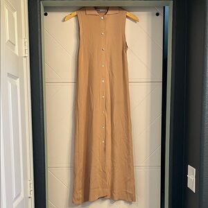 Zara Tan Sleeveless Midi Dress